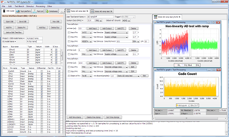 Demo example of fanTESTic showing the basic user interface with test initialisation and setup for a static ADC test.